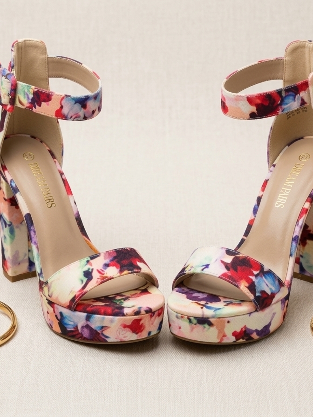NEW Floral Print Platform Ankle-Strap Sandals SIZE 7.5
